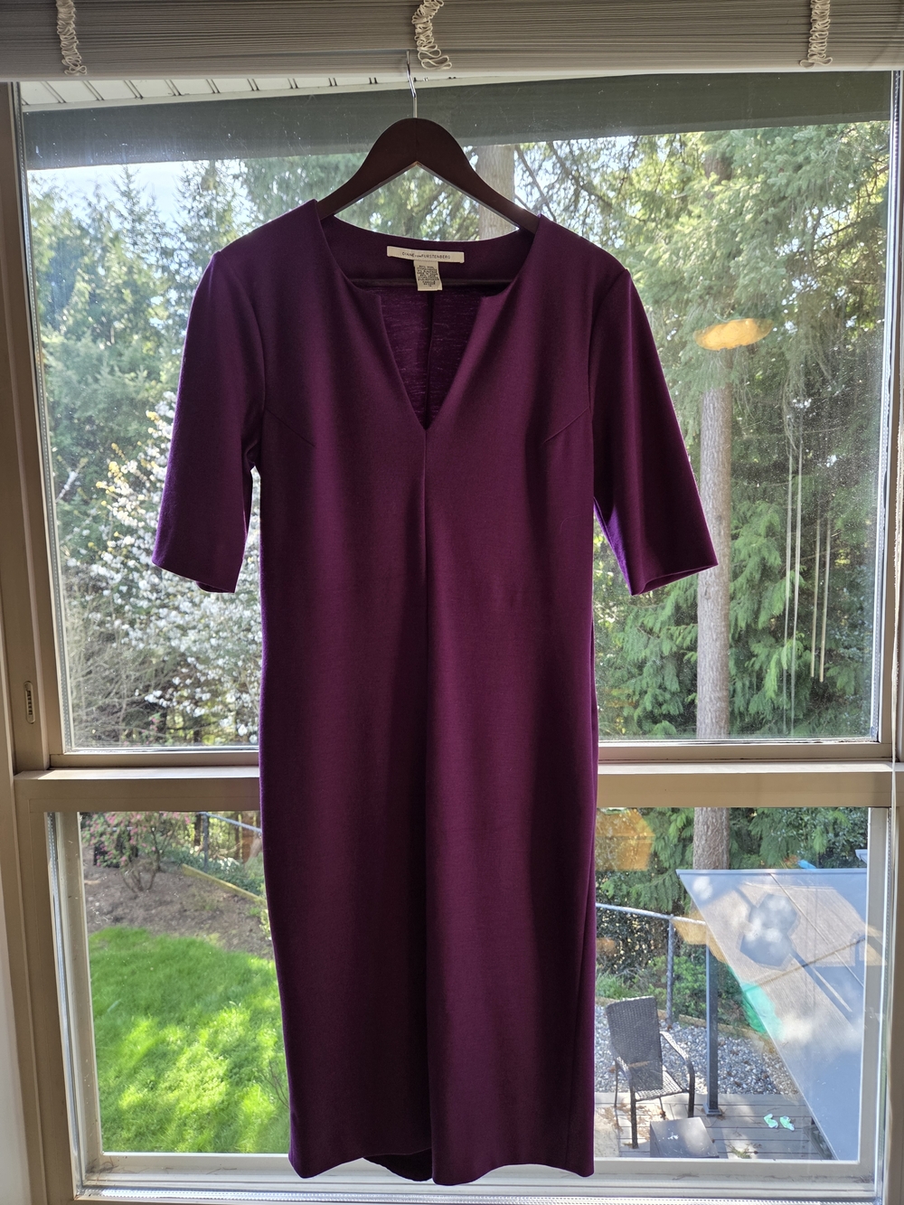 Diane von Furstenberg Wool Blend Sheath Dress Plum Size 10